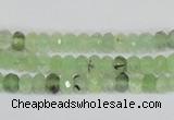 CRU205 15.5 inches 4*6mm faceted rondelle green rutilated quartz beads