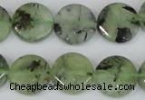 CRU211 15 inches 16mm faceted coin green rutilated quartz beads