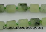 CRU231 15.5 inches 9*11mm tube matte green rutilated quartz beads