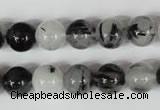 CRU304 15.5 inches 10mm round black rutilated quartz beads