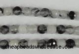 CRU312 15.5 inches 6mm faceted round black rutilated quartz beads