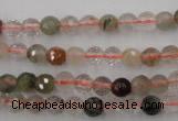 CRU401 15.5 inches 6mm faceted round Multicolor rutilated quartz beads