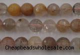 CRU403 15.5 inches 10mm faceted round Multicolor rutilated quartz beads