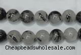 CRU51 15.5 inches 6mm round black rutilated quartz beads wholesale