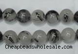 CRU52 15.5 inches 8mm round black rutilated quartz beads wholesale