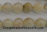 CRU582 15.5 inches 8mm round golden rutilated quartz beads