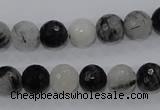 CRU59 15.5 inches 10mm faceted round black rutilated quartz beads