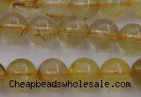 CRU602 15.5 inches 8mm round golden rutilated quartz beads