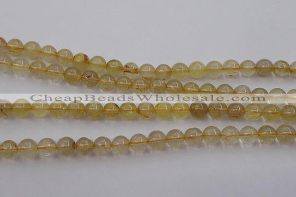 CRU602 15.5 inches 8mm round golden rutilated quartz beads