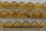 CRU611 15.5 inches 6mm round golden rutilated quartz beads