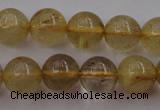 CRU612 15.5 inches 8mm round golden rutilated quartz beads