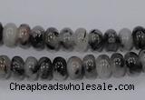 CRU63 15.5 inches 5*8mm rondelle black rutilated quartz beads