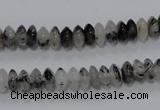 CRU65 15.5 inches 4*8mm rondelle black rutilated quartz beads