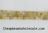 CRU667 15.5 inches 6mm faceted round golden rutilated quartz beads