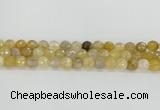 CRU668 15.5 inches 8mm faceted round golden rutilated quartz beads