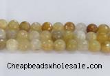 CRU671 15.5 inches 14mm faceted round golden rutilated quartz beads