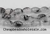 CRU71 15.5 inches 8*10mm rice black rutilated quartz beads wholesale