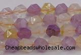 CRU771 15.5 inches 6mm faceted nuggets lavender amethyst & citrine beads