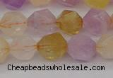 CRU774 15.5 inches 12mm faceted nuggets lavender amethyst & citrine beads