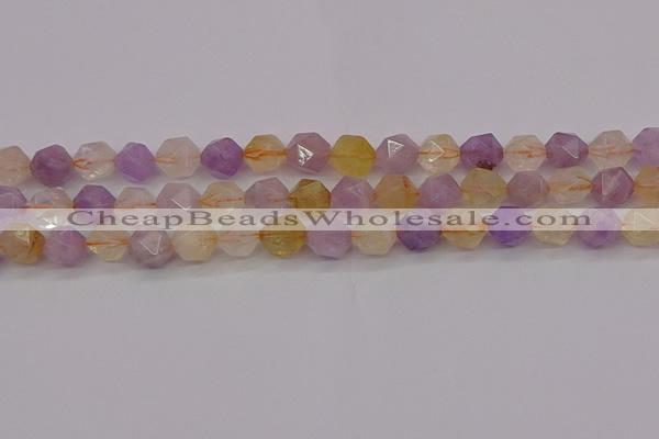 CRU774 15.5 inches 12mm faceted nuggets lavender amethyst & citrine beads