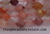 CRU776 15.5 inches 6mm faceted nuggets mixed rutilated quartz beads