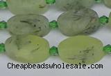 CRU781 15.5 inches 10*16mm oval green rutilated quartz beads