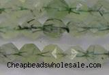 CRU791 15.5 inches 6mm faceted nuggets green rutilated quartz beads