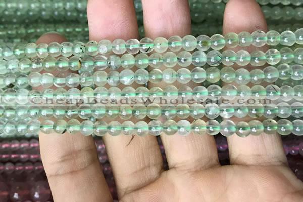 CRU810 15.5 inches 4mm round green rutilated quartz beads