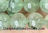 CRU814 15.5 inches 12mm round green rutilated quartz beads