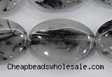 CRU89 15.5 inches 22*30mm oval black rutilated quartz beads wholesale