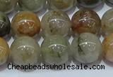 CRU904 15.5 inches 12mm round green rutilated quartz beads wholesale