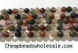 CRU912 15.5 inches 8mm faceted round mixed rutilated quartz beads