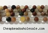 CRU914 15.5 inches 11mm faceted round mixed rutilated quartz beads