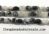 CRU940 12*18mm - 18*25mm faceted nuggets black rutilated quartz beads