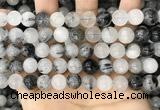 CRU963 15.5 inches 10mm round black rutilated quartz beads