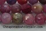 CRZ1124 15.5 inches 8mm faceted round natural ruby gemstone beads