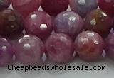 CRZ1125 15.5 inches 9mm faceted round natural ruby gemstone beads