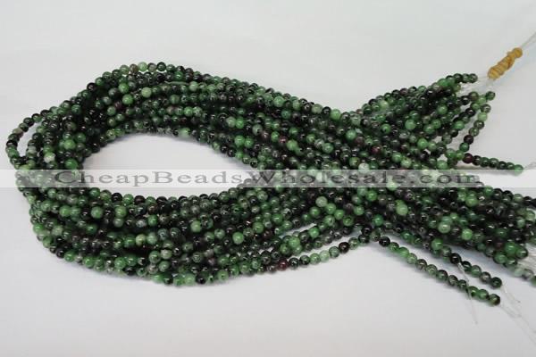 CRZ20 15.5 inches 4mm round ruby zoisite gemstone beads