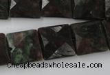 CRZ235 15.5 inches 15*15mm faceted square ruby zoisite gemstone beads