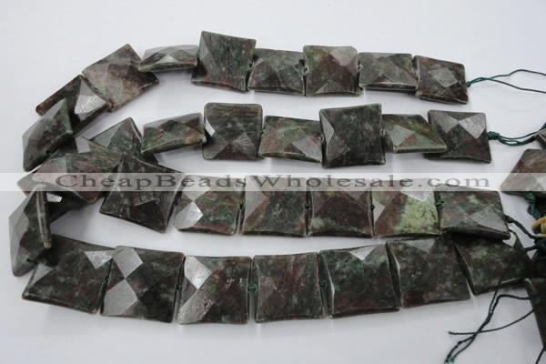 CRZ238 15.5 inches 25*25mm faceted square ruby zoisite gemstone beads