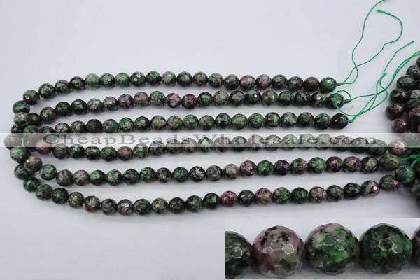 CRZ551 15.5 inches 9mm faceted round Chinese ruby zoisite beads