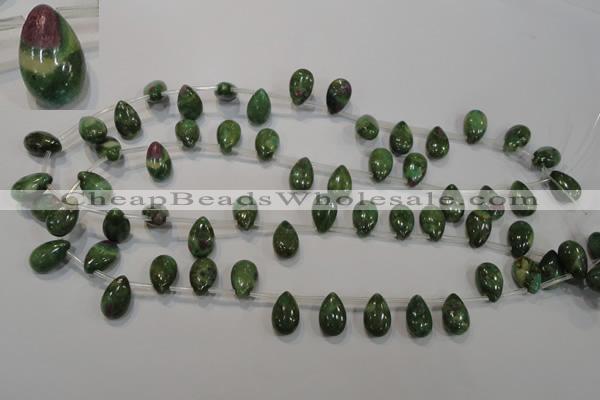 CRZ649 Top-drilled 9*14mm flat teardrop New ruby zoisite gemstone beads