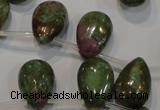 CRZ650 Top-drilled 12*18mm flat teardrop New ruby zoisite gemstone beads