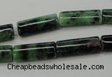 CRZ71 15.5 inches 8*20mm flat tube ruby zoisite gemstone beads