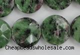 CRZ716 15 inches 20mm faceted coin ruby zoisite gemstone beads