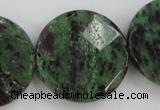 CRZ718 15 inches 30mm faceted coin ruby zoisite gemstone beads