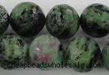 CRZ734 15.5 inches 14mm faceted round ruby zoisite gemstone beads