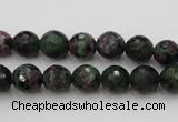 CRZ740 15.5 inches 9mm faceted round ruby zoisite gemstone beads