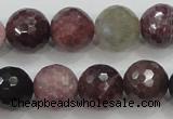 CRZ808 15.5 inches 12mm faceted round natural ruby sapphire beads