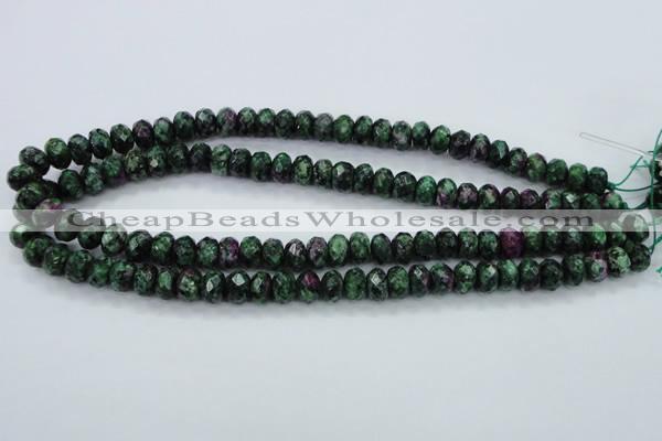 CRZ911 15.5 inches 6*10mm faceted rondelle Chinese ruby zoisite beads